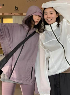 实拍！韩系夏新凉感十足防晒衣隐藏连帽超薄微透宽松皮肤衣05262