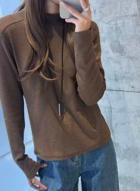 实拍！冬新品休闲极简风弹力保暖半高领羊毛针织打底衫上衣11051