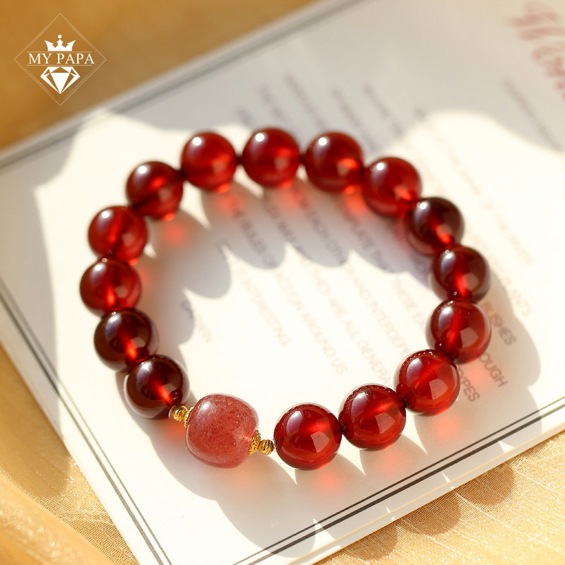 MYPAPA水晶彩宝可遇不可求大颗粒玻璃体橙红石榴石草莓晶手串手链,饰品/流行首饰/时尚饰品新,手饰/手串,淘宝优惠券,粉丝福利购,淘宝优惠卷