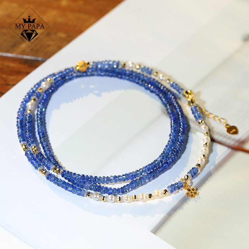 MYPAPA高端彩宝可遇不可求宝石级蓝宝石迷你珠18K金项链颈链手串,珠宝/钻石/翡翠,颈饰,淘宝优惠券,粉丝福利购,淘宝优惠卷