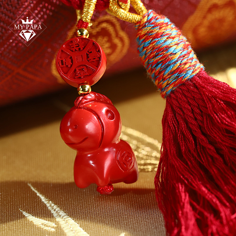 马上有贝才来 MYPAPA手工新作天然红朱砂小马流苏钥匙扣挂饰包挂