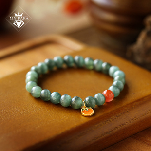 MYPAPA彩宝水晶收藏料绿色猫眼磷灰石配S925银设计手链