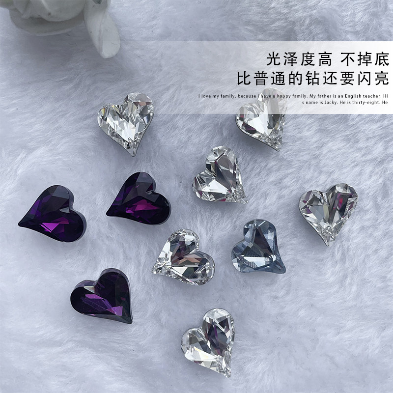 施华洛世奇爱心歪心平底尖底2022新款爆闪美甲店专用