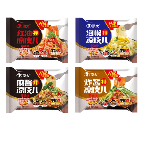 顶大面皮非油炸方便面麻酱泡椒老北京炸酱味红油拌凉皮4种拼10袋