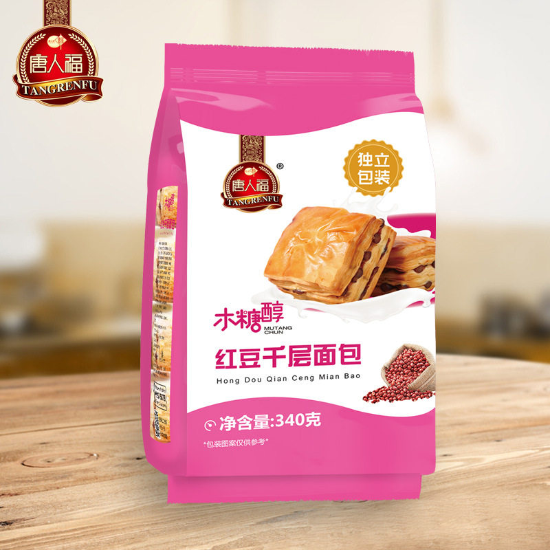 山姆必买唐人福木糖醇红豆千层面包340g休闲零食无糖食品早餐面包
