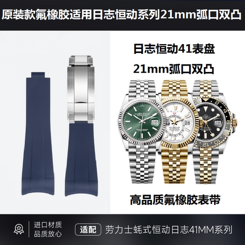 双凸表带日志恒动系列21mm氟橡胶