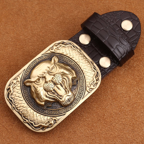 虎啸山林铜皮带扣头男款黄铜手工平滑扣腰带扣头裤带头配件