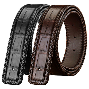 无扣正品 无头腰带男士 泰国高档 平滑扣 鳄鱼皮带男真皮不带头