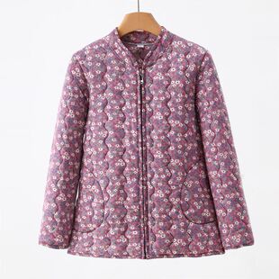 棉衣女2025年冬季女款夹棉加厚大花棉袄妈妈宽松保暖棉服外套上衣