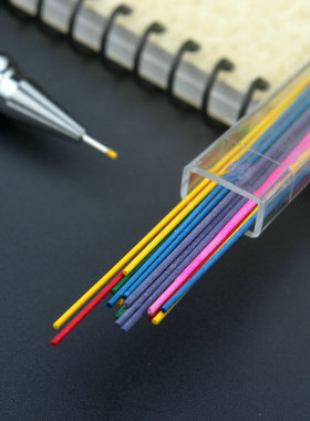 0.7/0.9彩色铅芯 红/蓝/绿色10根*60mm色泽明艳 着色好橡皮能擦淡