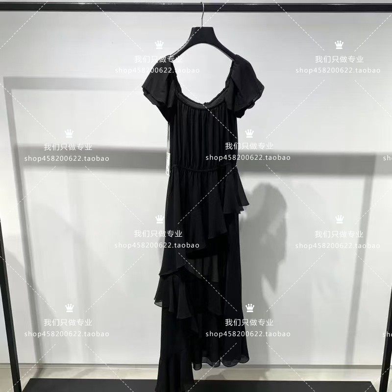 欧家专柜2026夏新女雪纺荷叶边气质长裙连衣裙1MY2080590-5A-1699