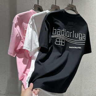 大师设计短袖 型廓形圆领潮流T恤衫 男个性 饰宽松版 立体字母装 春季