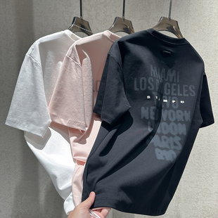 型圆领T恤衫 早春新款 做旧字母印花设计宽松版 男个性 重磅刺绣短袖