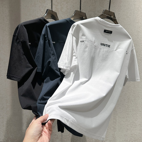 夏季新款潮流刺绣小标圆领短袖
