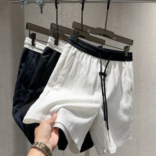 日系老钱风撞色拼接潮流垂感短裤