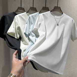 宽松版 春季 潮流基础款 T恤男个性 型廓形圆领纯色打底 vintage风短袖