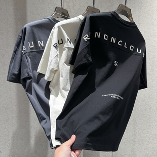 字母胶印立体剪裁宽松版 男个性 型潮流T恤 痞帅风炸街短袖 早春新款