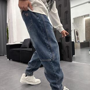 男潮牌ins百搭直筒裤 日常无弹休闲裤 青年春季 净版 新款 蓝色牛仔裤