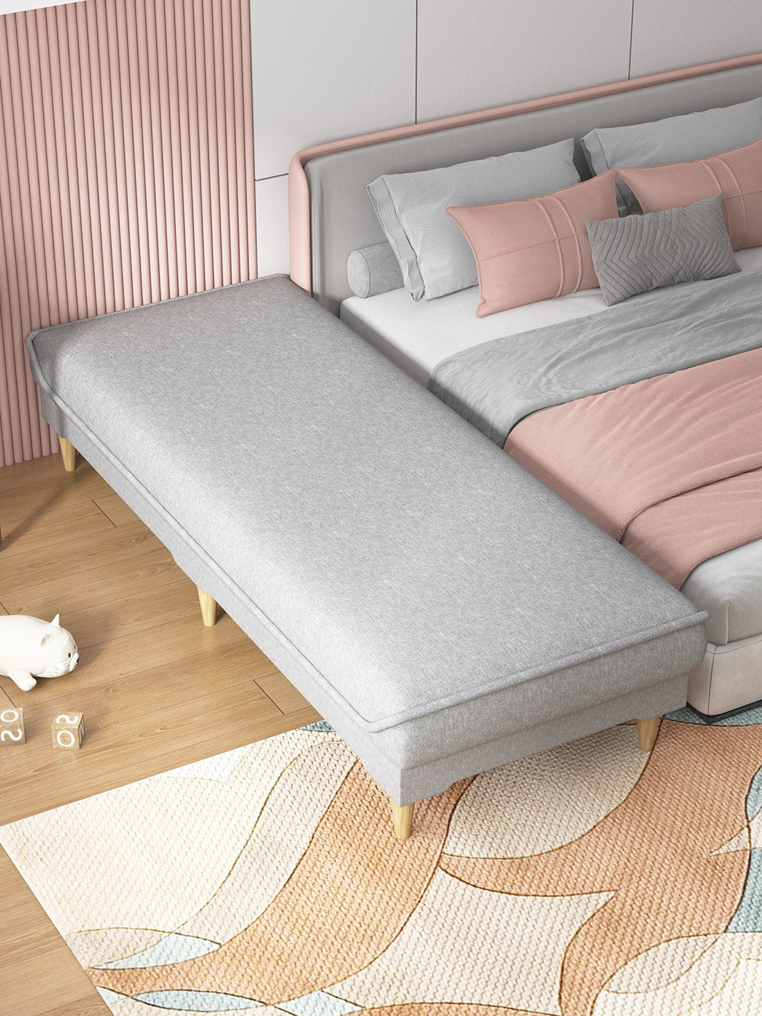 Single Sleeper Sofa Bed with Extra Wide Splicing Fabric - Taobao product photo 3