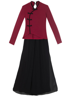 古典舞蹈服装身韵中国风改良旗袍服装中袖黑色上衣女练功服飘逸夏