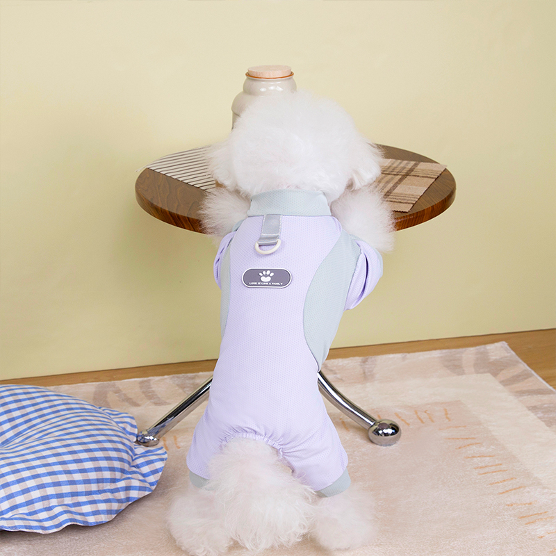狗狗衣服爪印皮标冰丝网眼四脚凉凉衣春夏季猫咪布偶泰迪宠物衣服