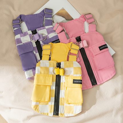 宠物狗狗衣服可牵引工装马甲时尚透气四季衣服比熊泰迪小型犬背心