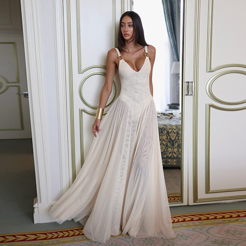 Sexy slim fit mesh A-list dress 性感修身网纱A摆连衣裙