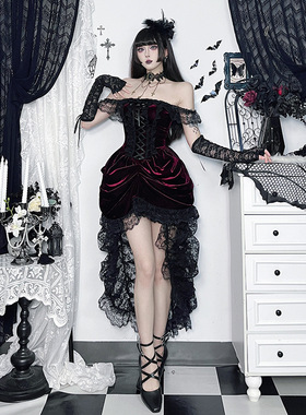 Dark layered patchwork trailing dress 暗黑系多层拼接连衣裙