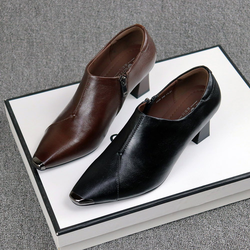 时尚舒适羊皮深口单鞋通勤小皮鞋