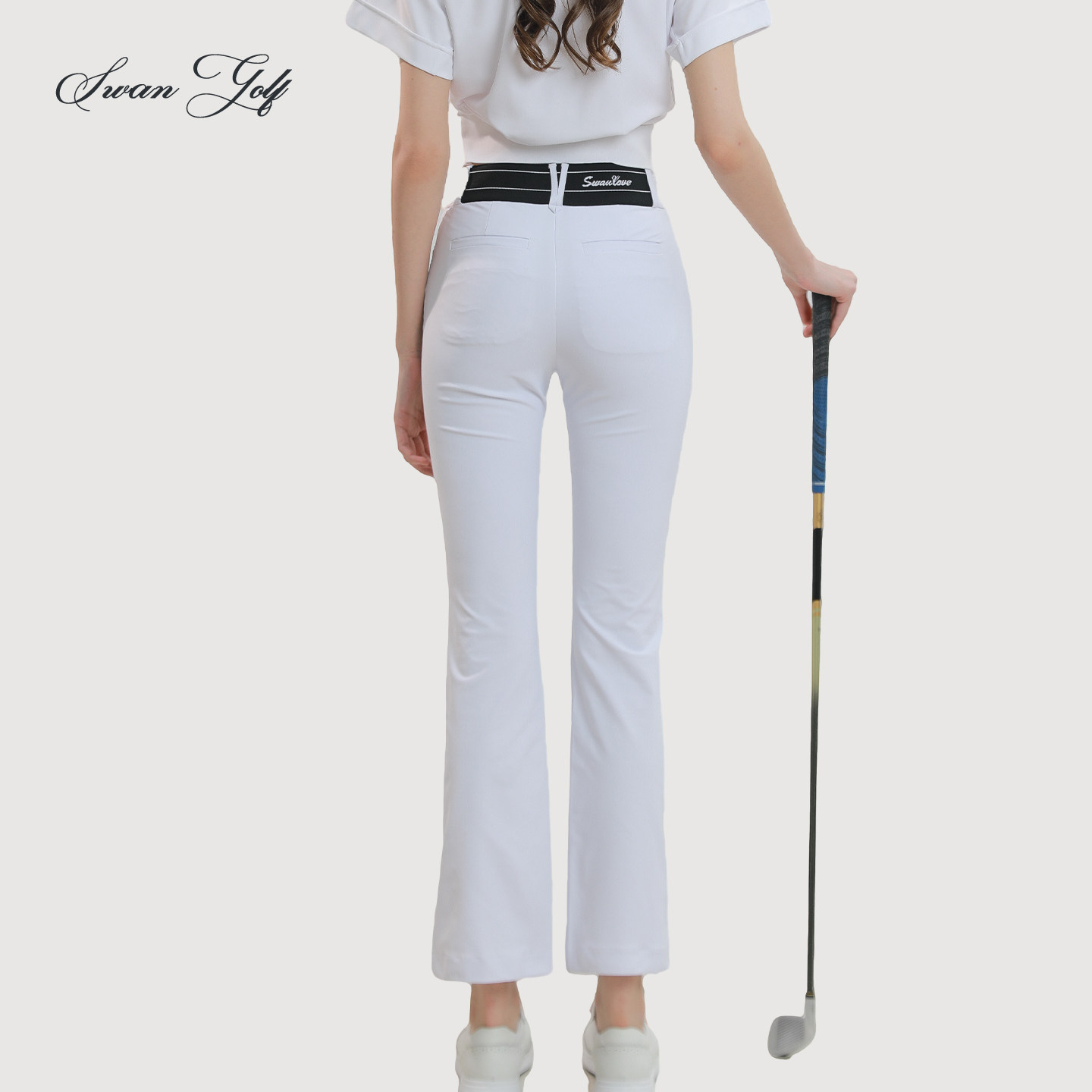 SG高尔夫裤子女春夏薄款高腰微喇长裤透气速干运动开叉直筒裤子女