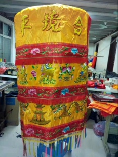 80公分1米1.2米黄色双龙双凤凸字宝盖凉伞黄龙伞万民伞神像绣品