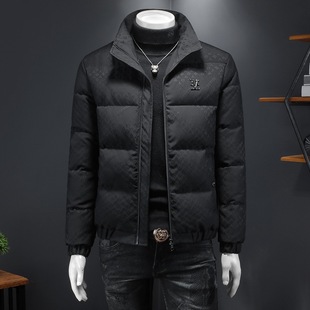 新款 欧洲站 男士 90%白鸭绒提花立领羽绒服 2025冬季