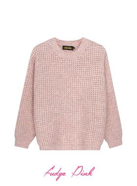 Fudge Pink 25冬季New甜美少女简约百搭宽松套头毛衣