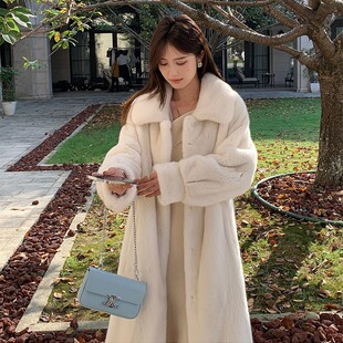 2023新款 皮草外套女人造水貂毛外套 翻领毛毛大衣秋冬保暖加厚时尚