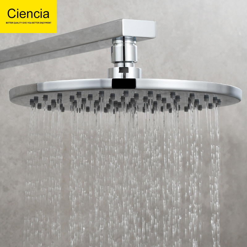 铜多尺寸增压花洒喷头圆形淋浴莲蓬头方形浴室顶喷镀铬淋浴器