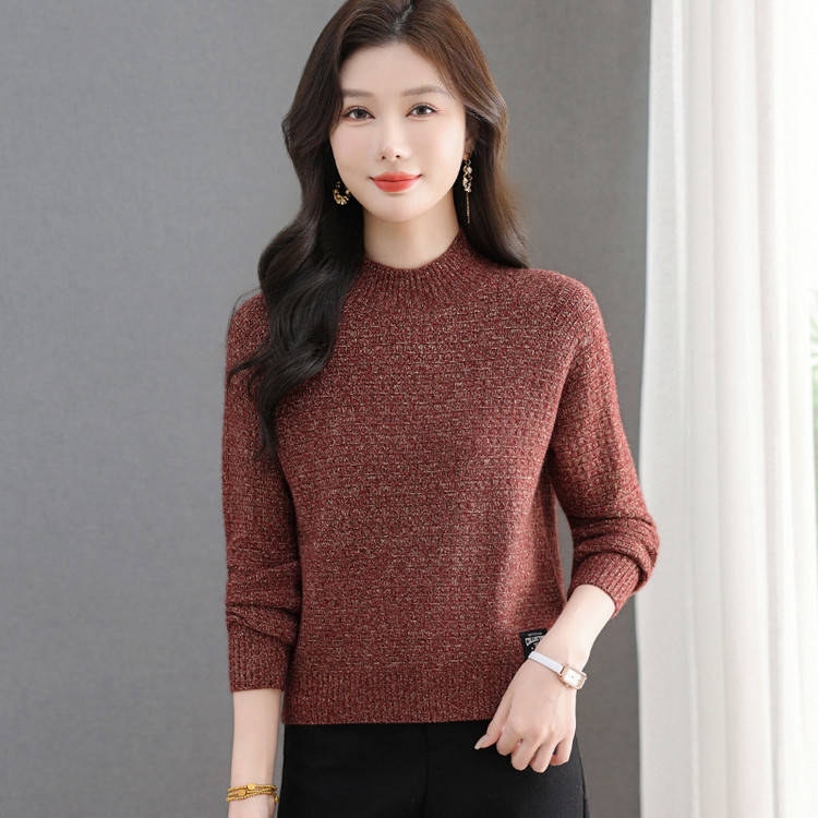 100%羊毛淑女风半高领羊毛衫