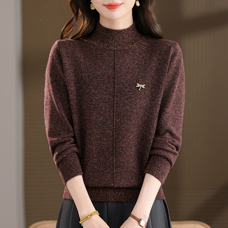 100%羊毛半高领羊绒衫女秋冬新款
