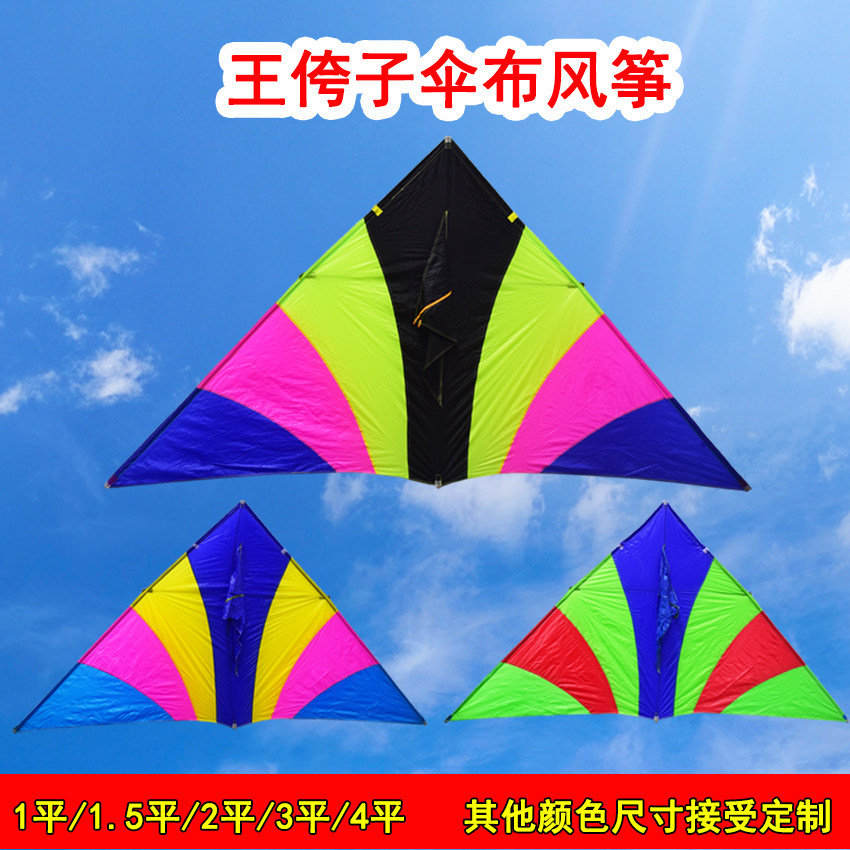潍坊风筝王侉子风筝544软伞布碳杆三角风筝大型成人微风易飞正品
