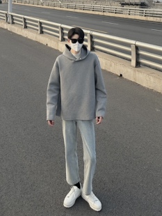 皓掌柜韩版复古太空棉高级感连帽纯色卫衣百搭宽松潮日系外套男女