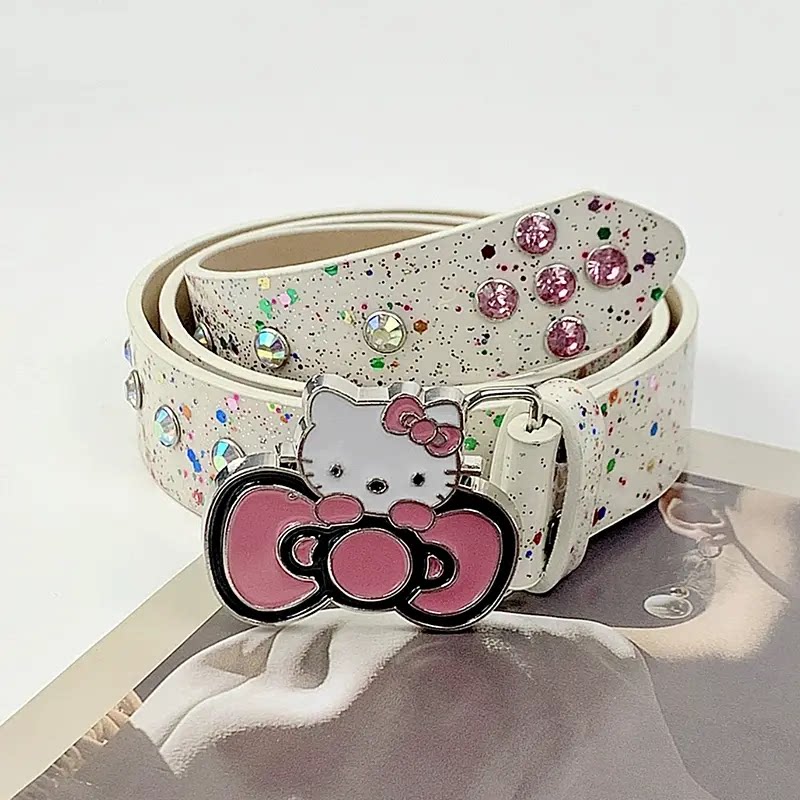 hellokitt辣妹y2k粉色腰带千禧多巴胺ins凯蒂皮带牛仔裤叠穿潮款