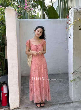 QIQI绮绮家~ 法式浪漫蕾丝拼接碎花连衣裙女 13011【DIGM】#3-14