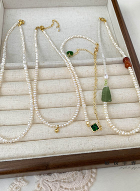 精致小珠链系列原创淡水珍珠叠打巴洛克小米锁骨链天然石叠戴日常