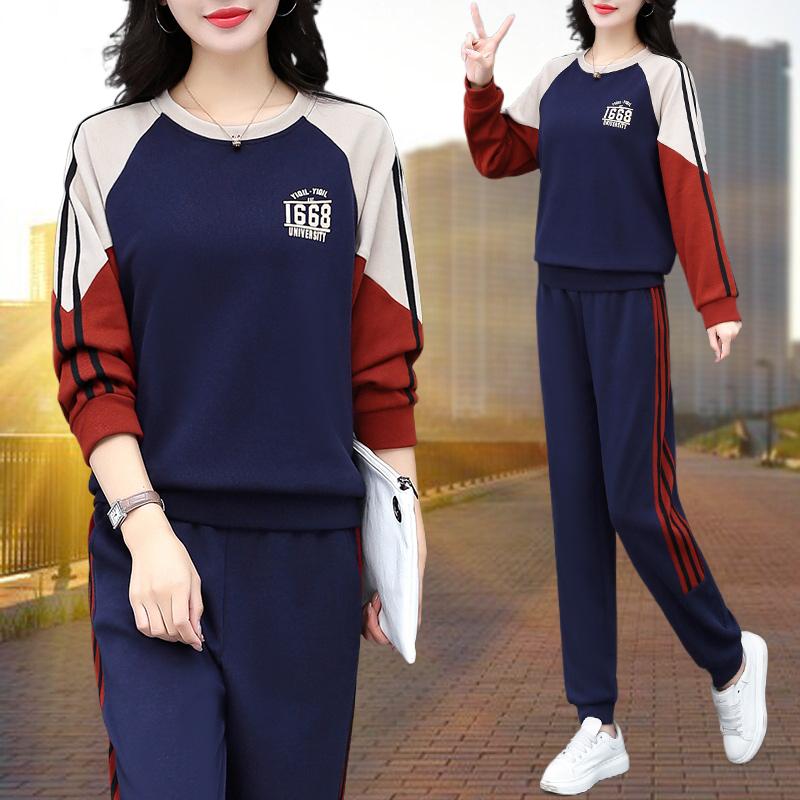 春秋款卫衣运动服套装女2025新款秋季妈妈女士大码中年休闲两件套