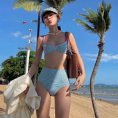 高级感泡温泉泳衣女款 纯欲风比基尼泰国 性感分体式 2025年新款 爆款