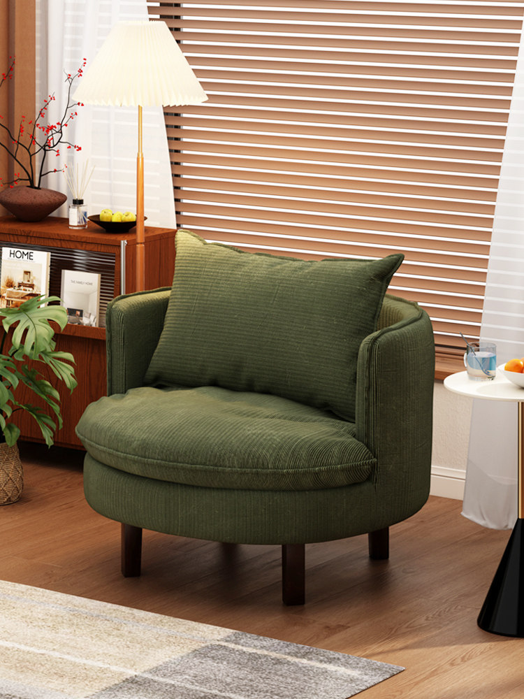 单人沙发椅客厅阳台休闲椅圆形可旋转背椅小公寓布艺沙发懒人椅