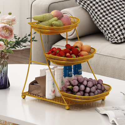 果盘家用客厅茶几多层水果筐篮桌面零食摆放盘水果置物架轻奢高档
