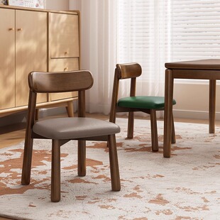 实木小凳子家用矮凳带靠背儿童餐桌椅卧室化妆凳客厅软包复古椅子