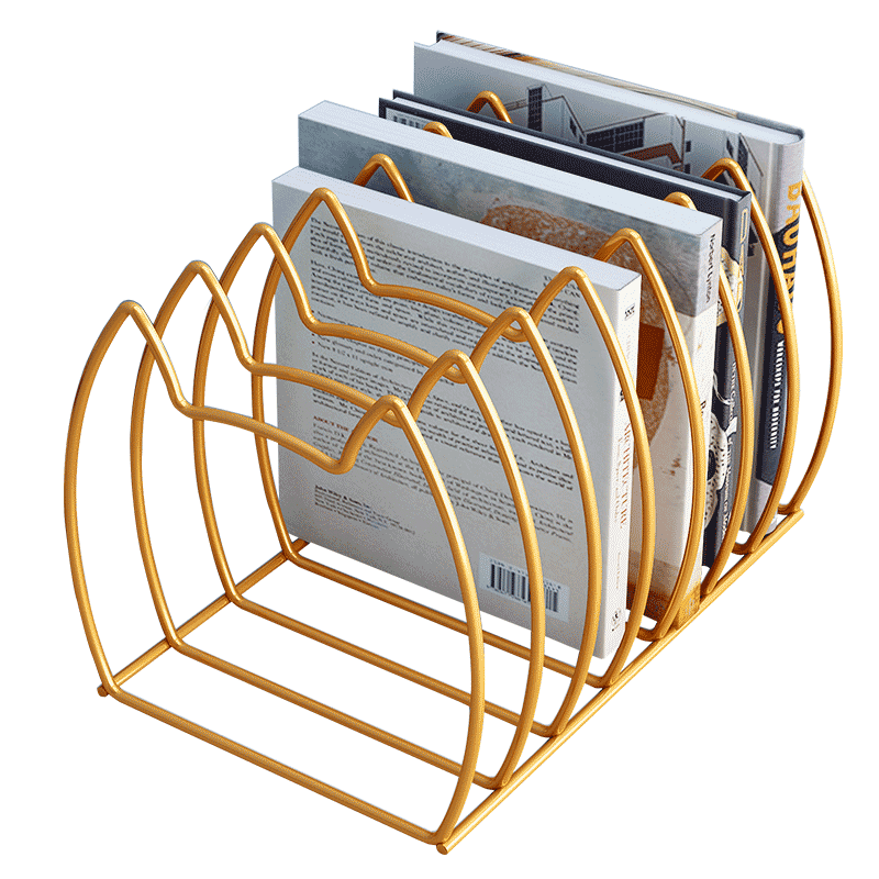 桌上小书架桌面置物架铁艺书夹书靠书立创意ins风小型杂志收纳架
