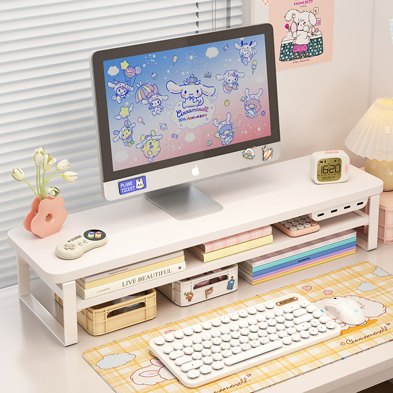 电脑增高架显示器支架笔记本散热架桌面收纳置物架USB扩展充电显示器抬高架底座键盘托架加高加长笔记本支架