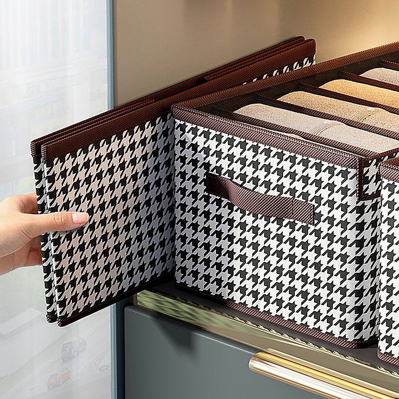 收纳盒万能化妆包女生房间布置卧室改造大号折叠储物箱千鸟格设计